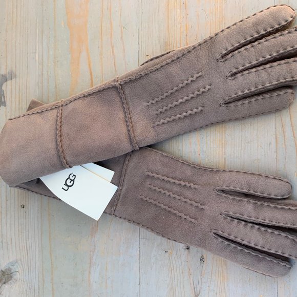 Accessories - UGG SHEEPSKIN LONG PIECED GLOVES Stormy gray WOMENS SMALL NWT